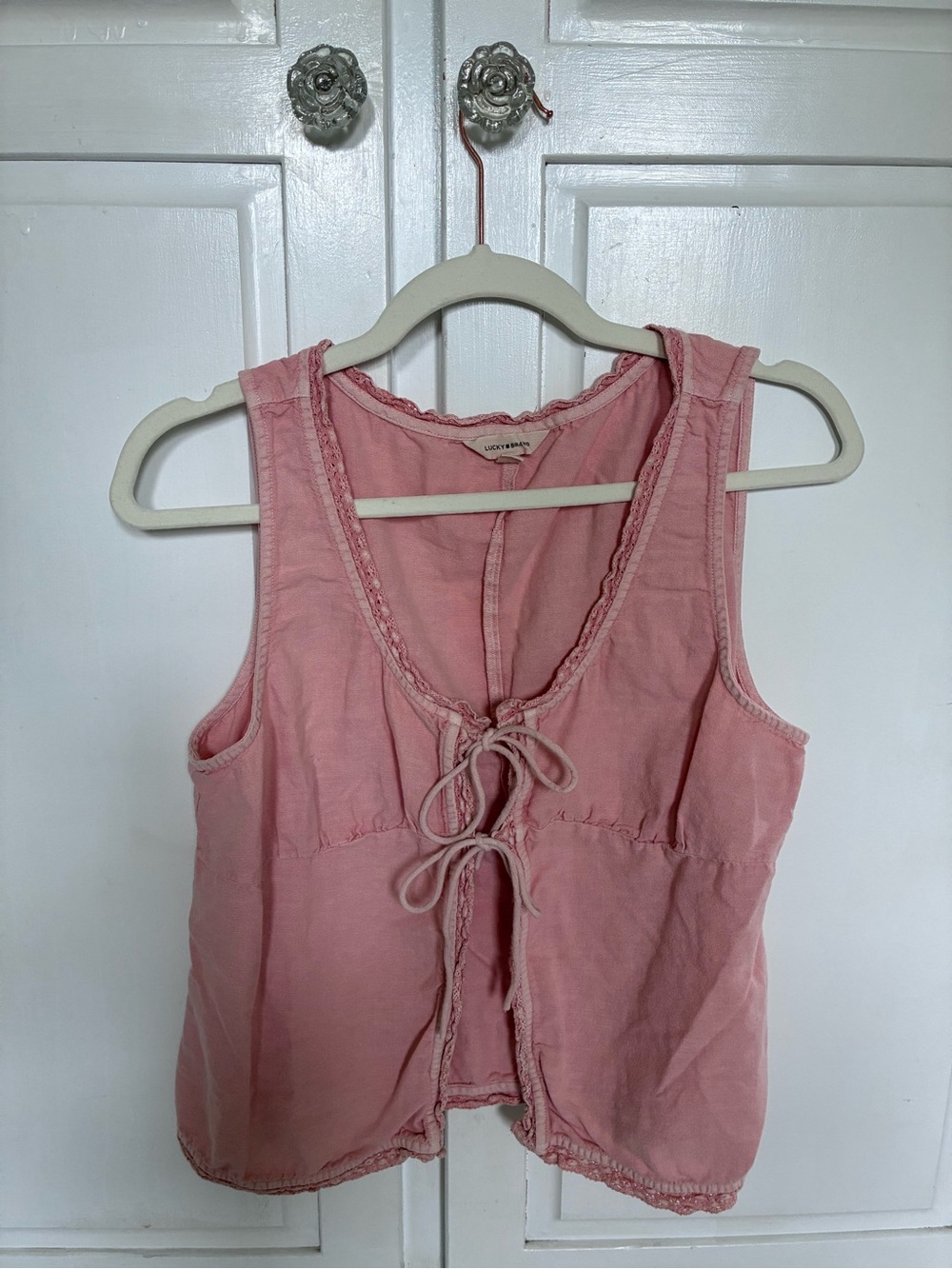 Lucky Brand Dusty Pink Tie-Front Tank Top